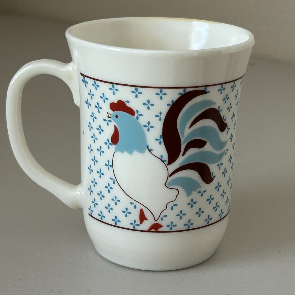 Arcopal France Milk Glass Mug Rooster Cup Replacement Cottagecore Farmhouse VTG